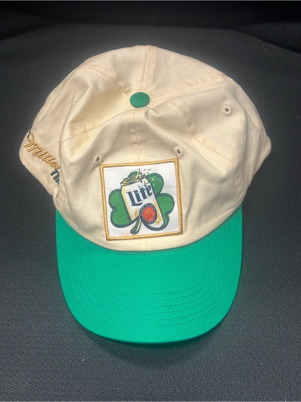 VTG Style Miller Lite Hat Cap Snapback Beer & Shamrock Embroidered Unbranded OS